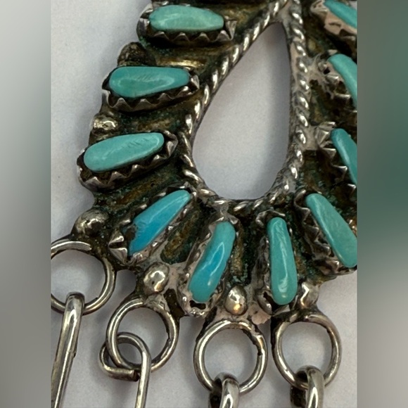 Antique Zuni sterling silver earrings sleeping beauty turquoise - Picture 9 of 10